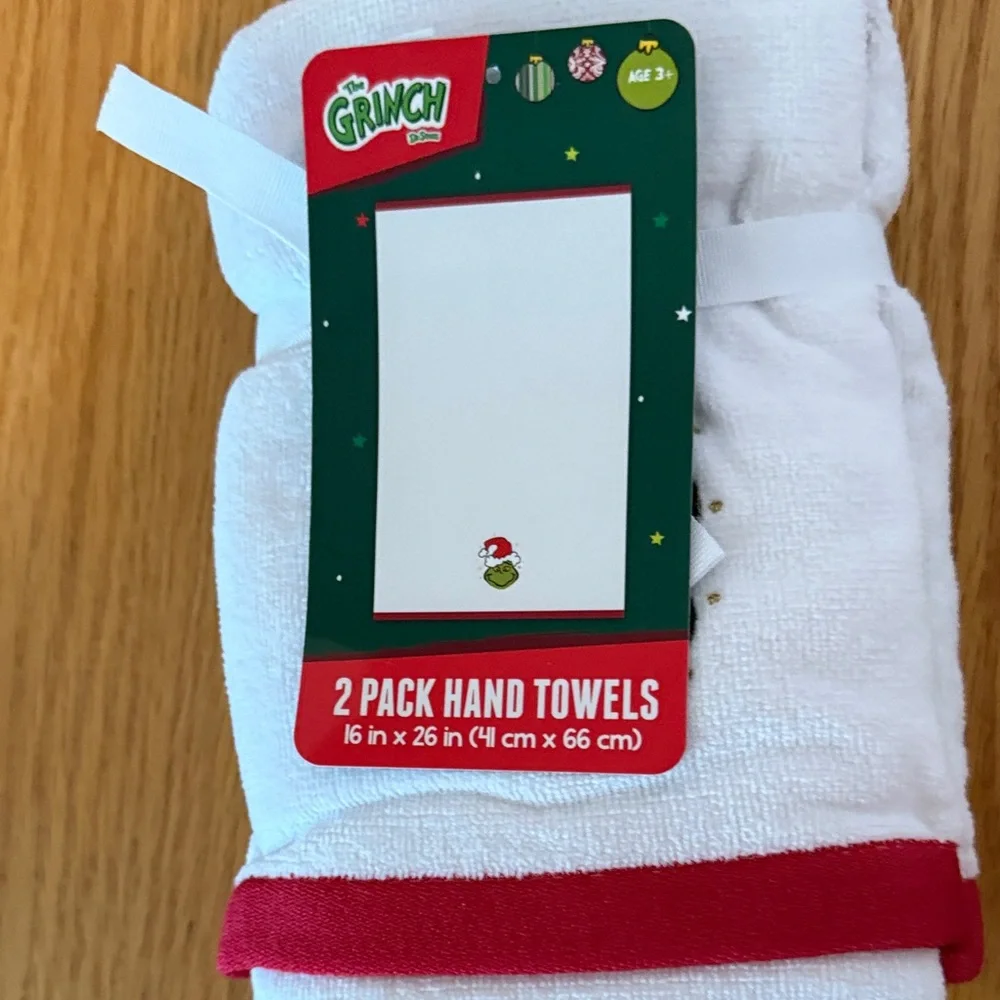 White Hand Towel with Grinch Design